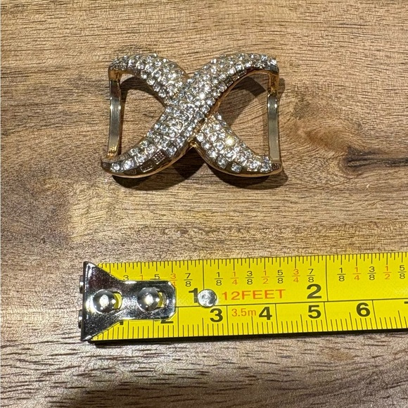 Dazzling Gold Tone X-DesignCrystal Rhinestone Scarf Slide/Ring - Picture 4 of 9